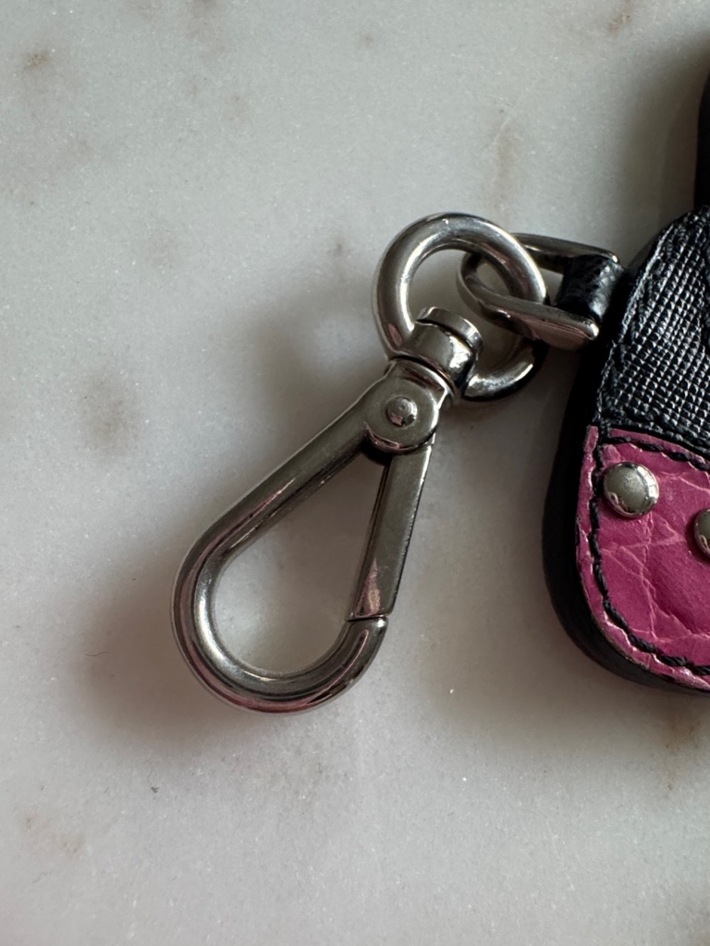 Prada Saffiano Black & Pink Mini Bag Keychain - Picture 4 of 11